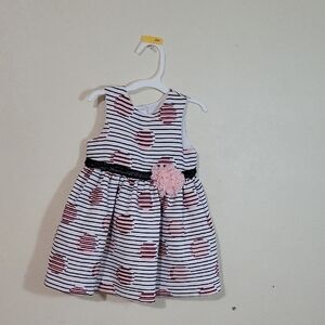 Striped Baby Dress with Pink Accents